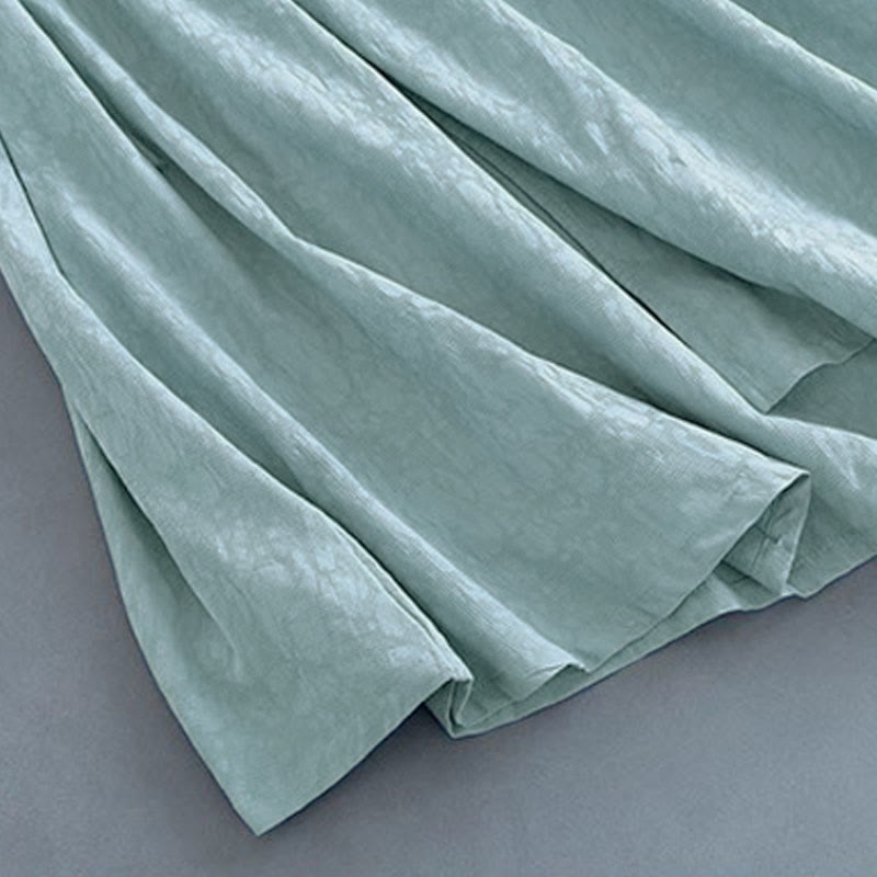 Robe mi-longue décontractée en coton et lin à lacets sur les côtés, style printemps, style décontracté, avec boutons grenouille et imprimé Buddha Stones - image 11