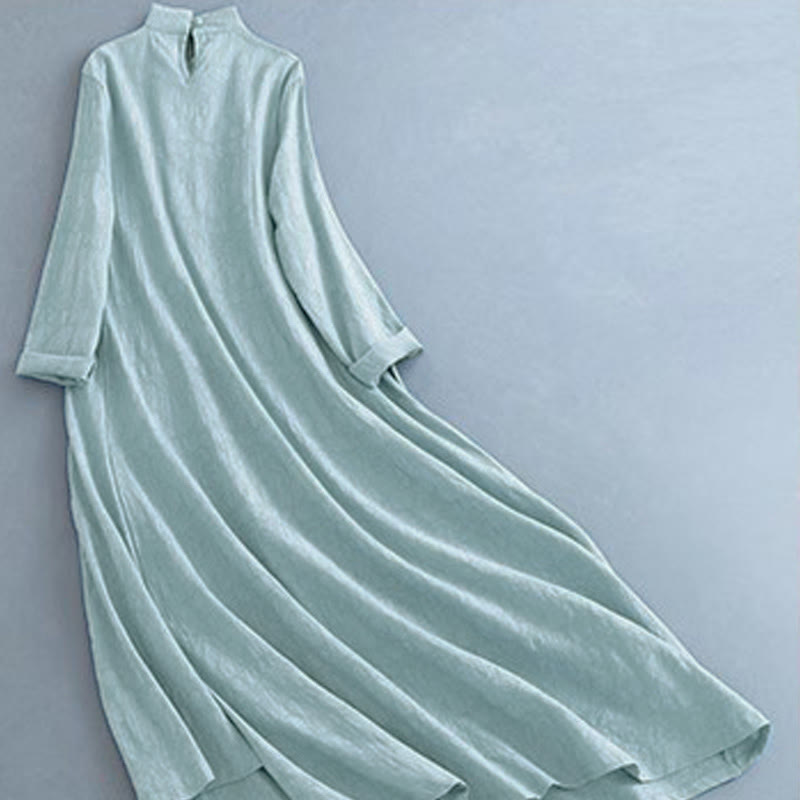 Robe midi décontractée de printemps à boutons brandebourg et lacets latéraux, Buddha Stones - image 14