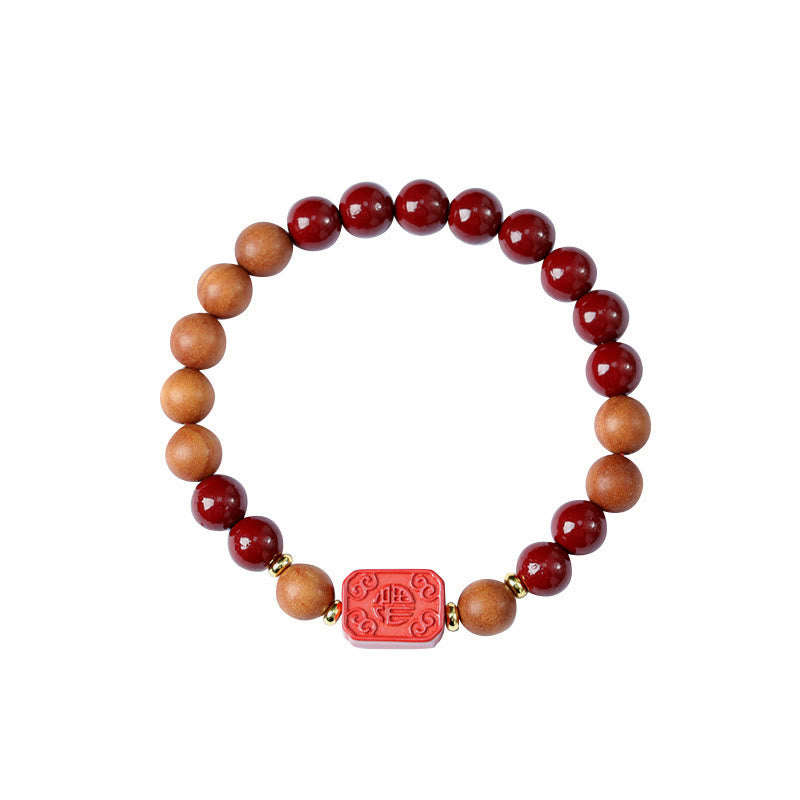 Bracelet de bénédiction en perles de bois de cinabre et Buddha Stones , personnage de Lotus Fu - image 10
