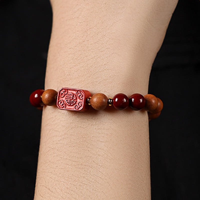 Bracelet de bénédiction en perles de bois de cinabre et Buddha Stones , personnage de Lotus Fu - image 14