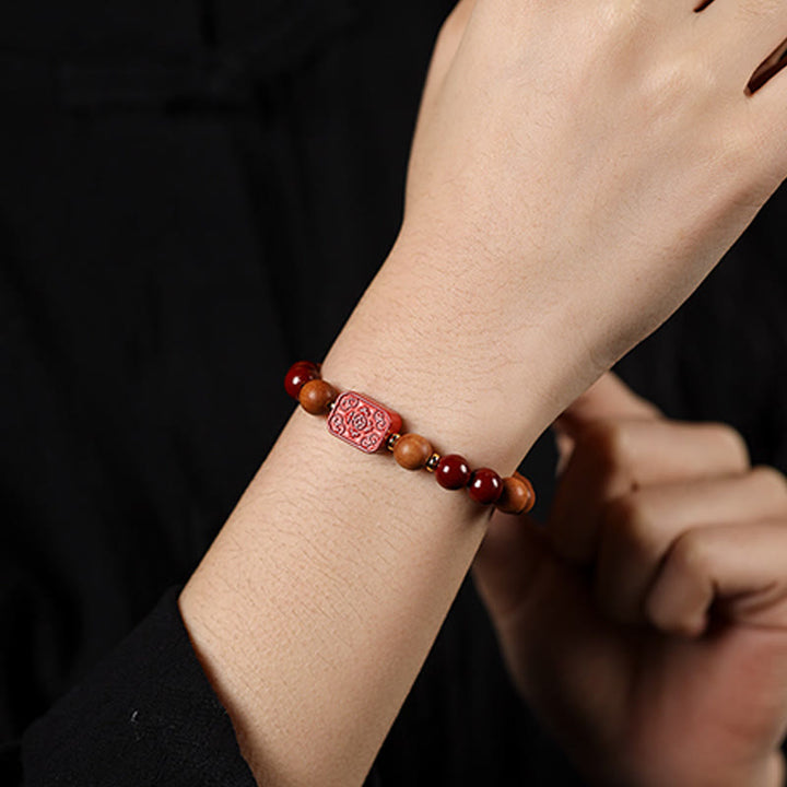 Bracelet de bénédiction en perles de bois de cinabre et Buddha Stones , personnage de Lotus Fu - image 12
