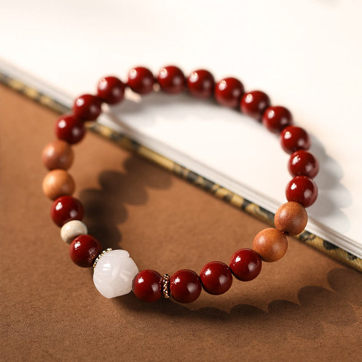 Bracelet de bénédiction en perles de bois de cinabre et Buddha Stones , personnage de Lotus Fu - image 3