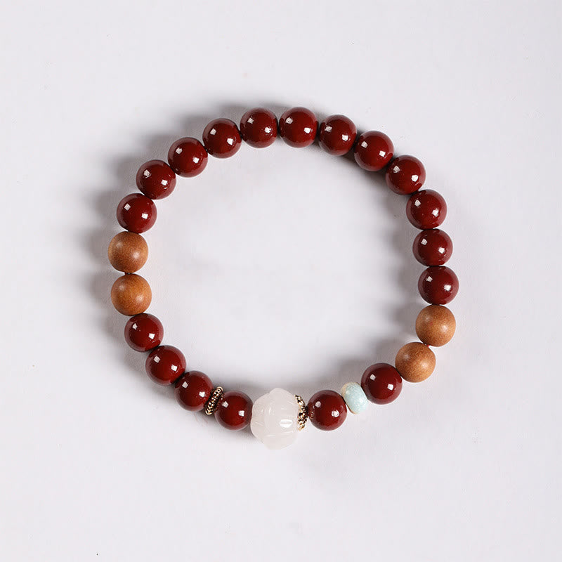 Bracelet de bénédiction en perles de bois de cinabre et Buddha Stones , personnage de Lotus Fu - image 2