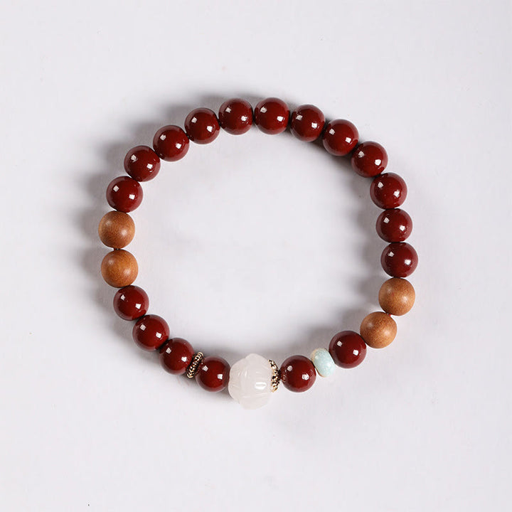 Bracelet de bénédiction en perles de bois de cinabre et Buddha Stones , personnage de Lotus Fu - image 2