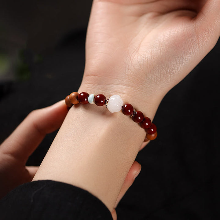 Bracelet de bénédiction en perles de bois de cinabre et Buddha Stones , personnage de Lotus Fu - image 4