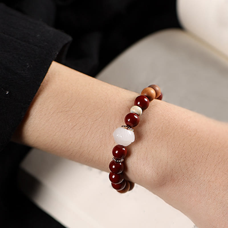 Bracelet de bénédiction en perles de bois de cinabre et Buddha Stones , personnage de Lotus Fu - image 5