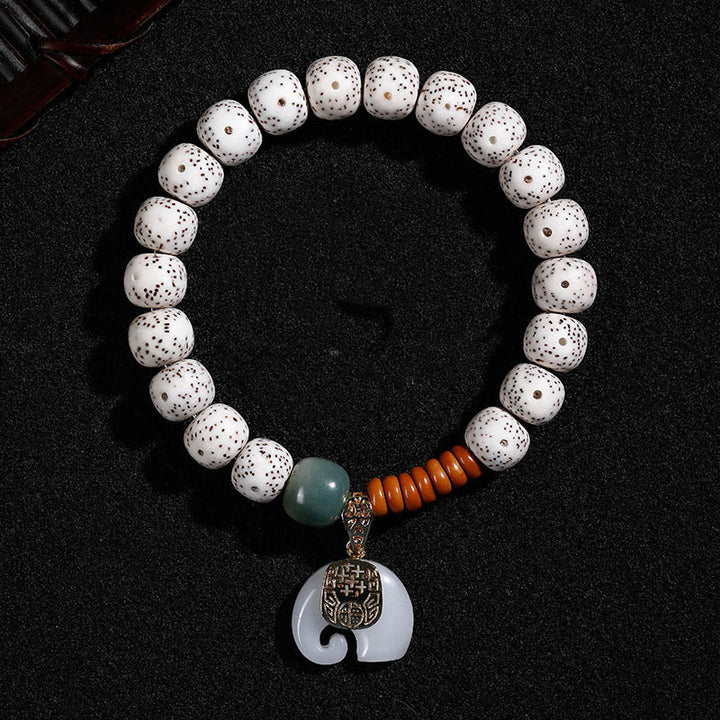 Bracelet de paix intérieure en Buddha Stones polies à la main, motif étoile, lune, graine de Bodhi, éléphant - image 3