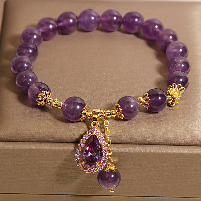 Bracelet d'équilibre en améthyste naturelle et Buddha Stones - image 2