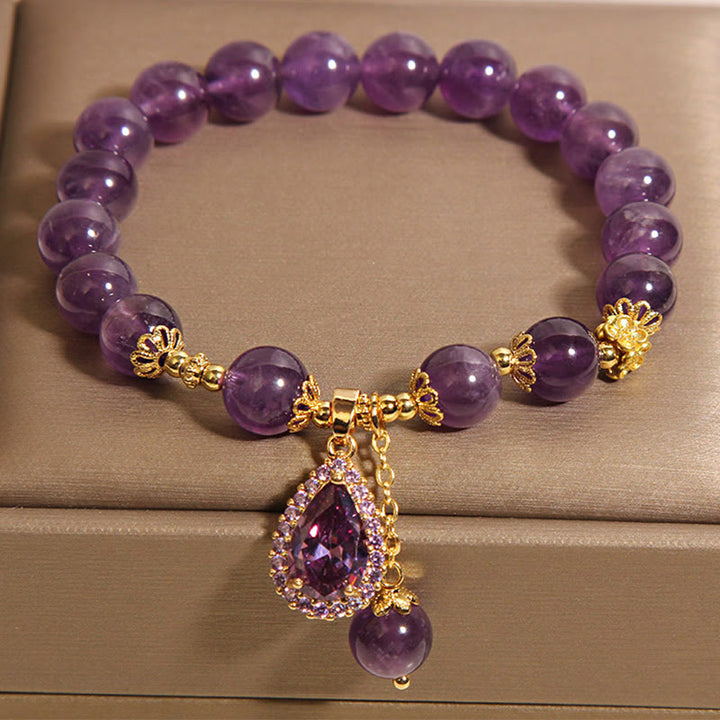Bracelet d'équilibre en améthyste naturelle et Buddha Stones - image 2