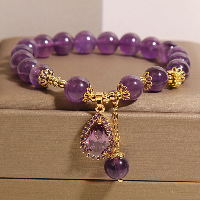Bracelet d'équilibre en améthyste naturelle et Buddha Stones - image 4