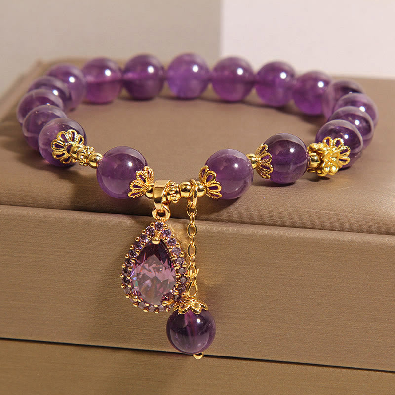 Bracelet d'équilibre en améthyste naturelle et Buddha Stones - image 5