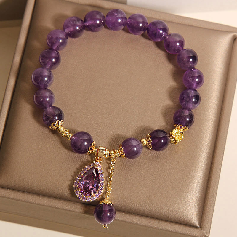 Bracelet d'équilibre en améthyste naturelle et Buddha Stones - image 7