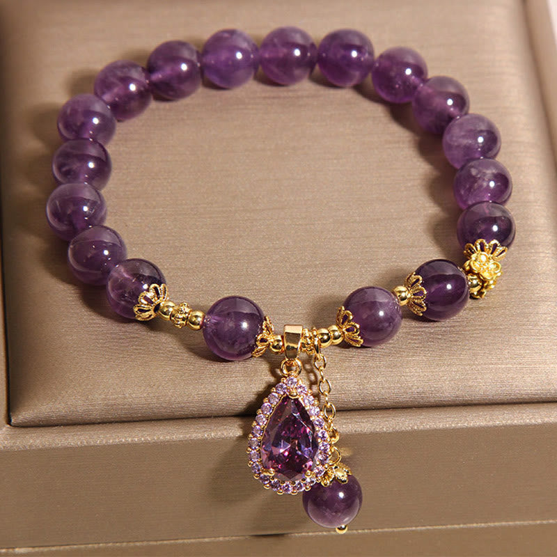 Bracelet d'équilibre en améthyste naturelle et Buddha Stones - image 3