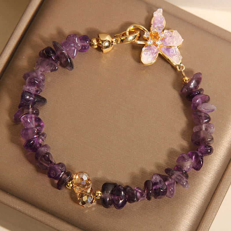 Bracelet d'équilibre en Buddha Stones, gravier irrégulier naturel, améthyste, cristal bleu, glycine - image 2