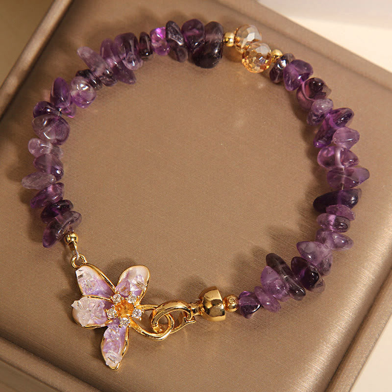 Bracelet d'équilibre en Buddha Stones, gravier irrégulier naturel, améthyste, cristal bleu, glycine - image 3