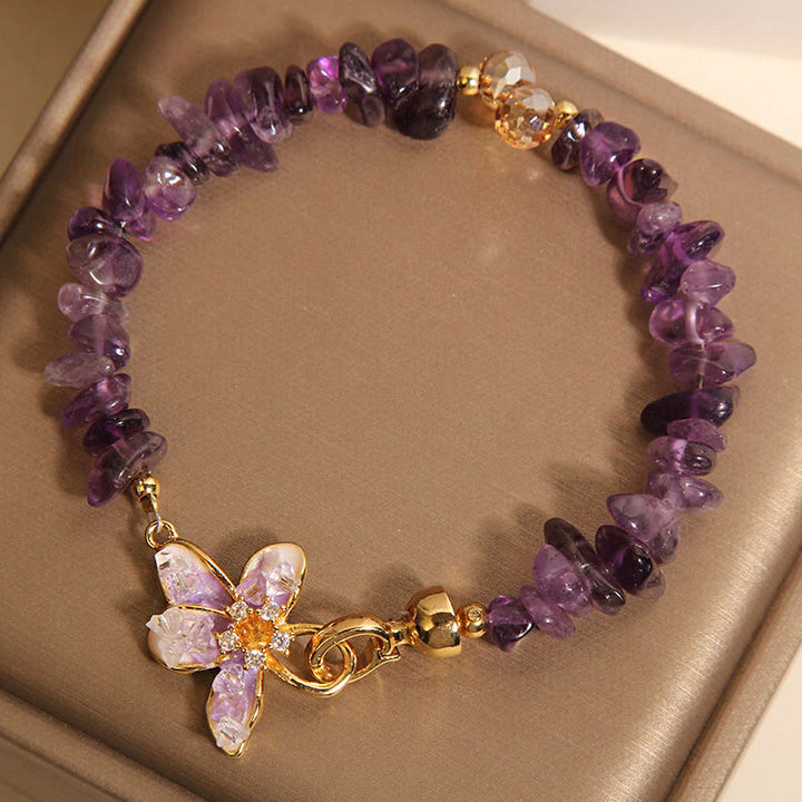 Bracelet d'équilibre en Buddha Stones, gravier irrégulier naturel, améthyste, cristal bleu, glycine - image 3