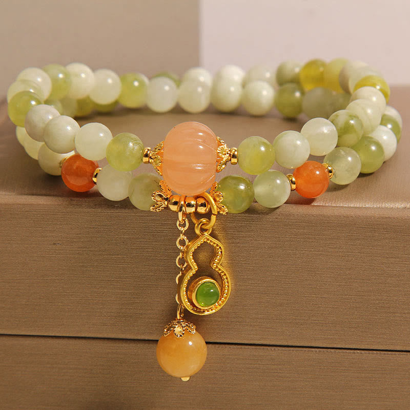 Bracelet porte-bonheur en jade serpentine et raisin vert, double tour, Buddha Stones - image 3