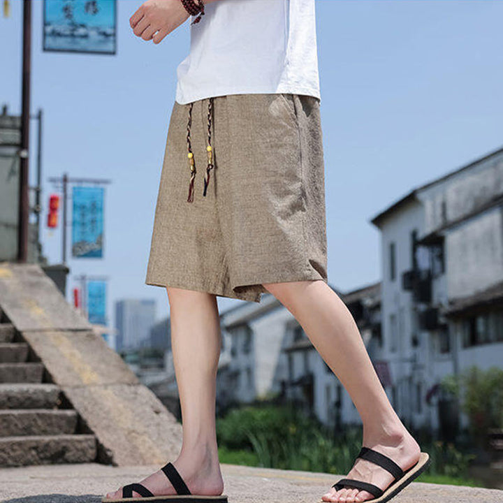 Short court en lin pour homme avec poches et perles et Buddha Stones - image 5