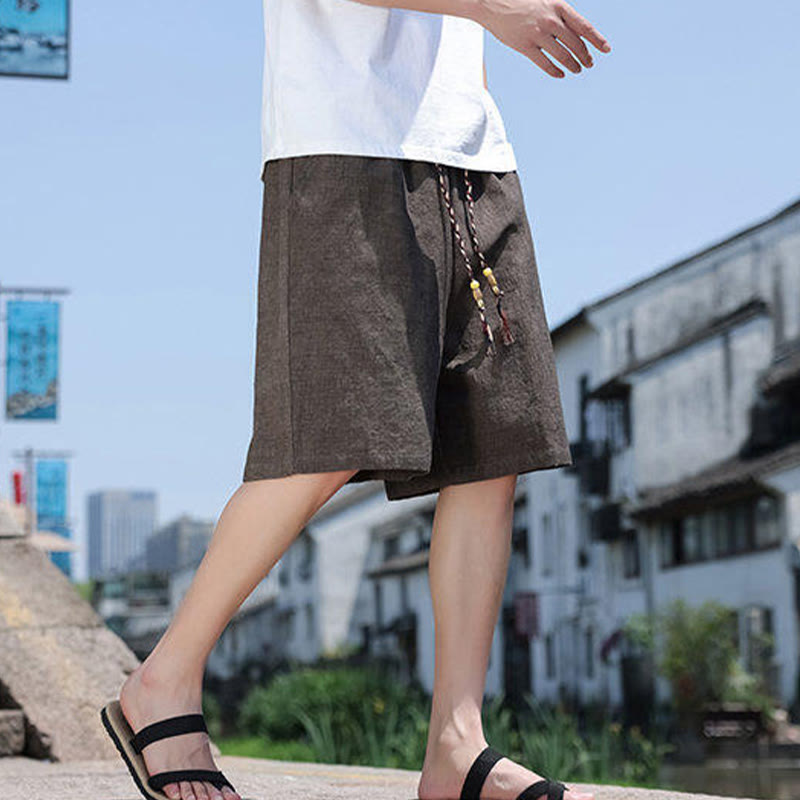 Short court en lin pour homme avec poches et perles et Buddha Stones - image 13