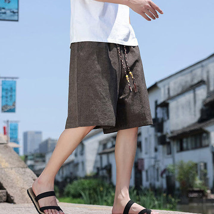Short court en lin pour homme avec poches et perles et Buddha Stones - image 13