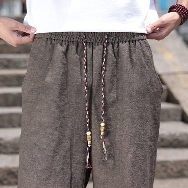 Short court en lin pour homme avec poches et perles et Buddha Stones - image 17