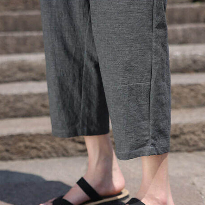 Pantalon décontracté en élasthanne avec cordon de serrage et perles tissées Buddha Stones pour homme, longueur 7-8, avec poches - image 11