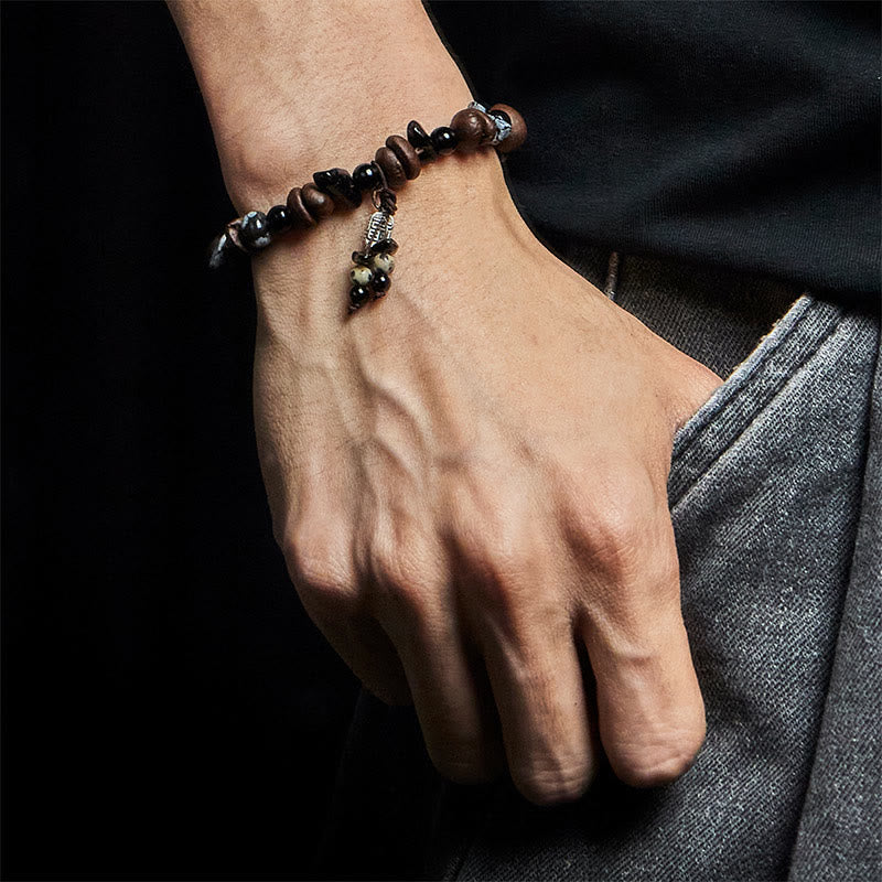 Bracelet de protection en Buddha Stones de café naturels et œil de tigre Fu - image 5