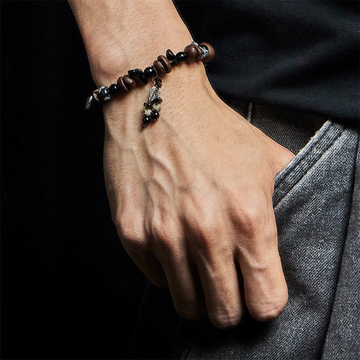 Bracelet de protection en Buddha Stones de café naturels et œil de tigre Fu - image 5