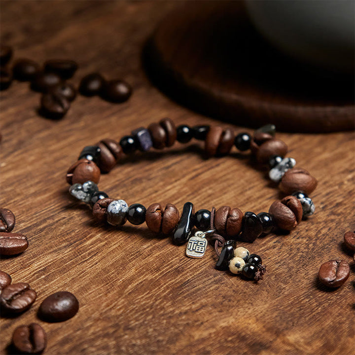 Bracelet de protection en Buddha Stones de café naturels et œil de tigre Fu - image 3