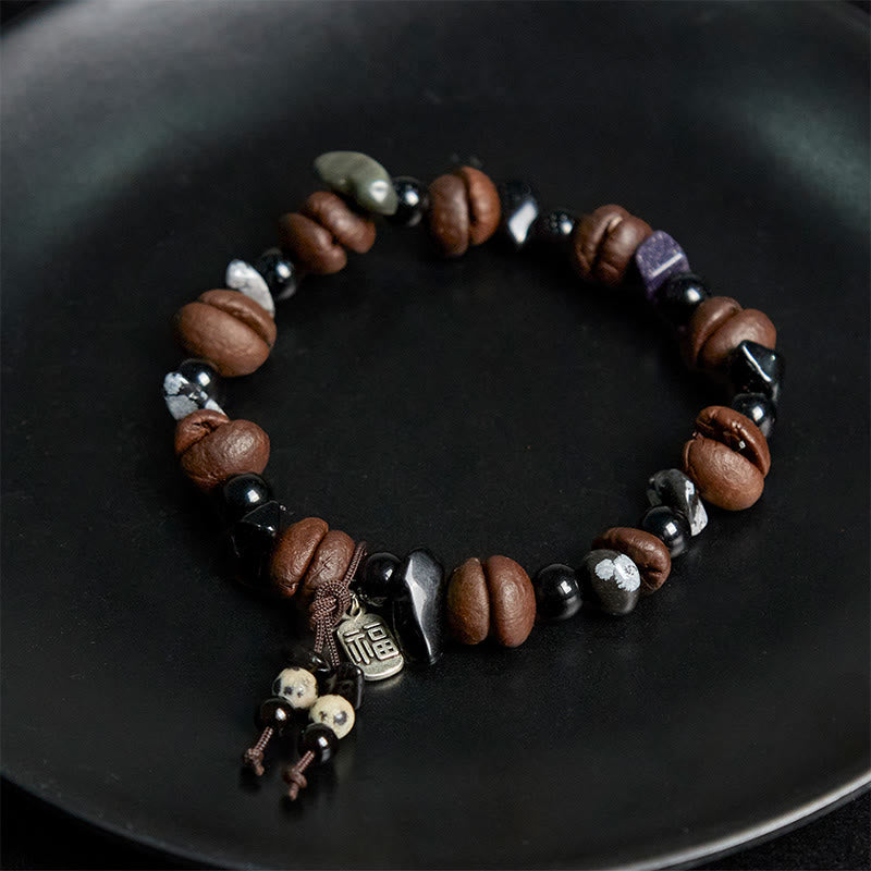 Bracelet de protection en Buddha Stones de café naturels et œil de tigre Fu - image 4