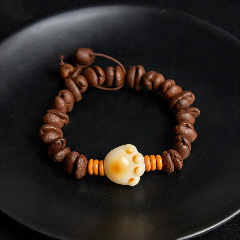 Bracelet de perles Bodhi en grains de café et pattes de chat naturelles en Buddha Stones - image 4
