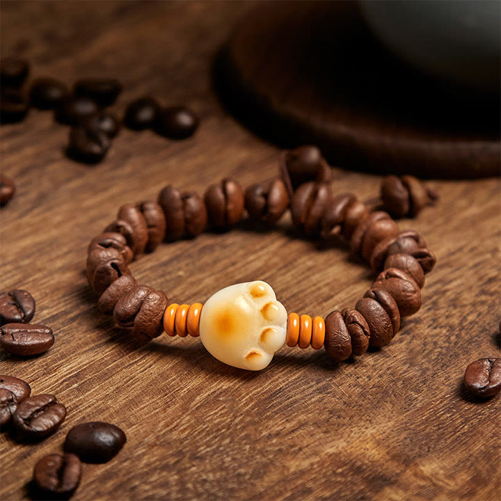 Bracelet de perles Bodhi en grains de café et pattes de chat naturelles en Buddha Stones - image 3
