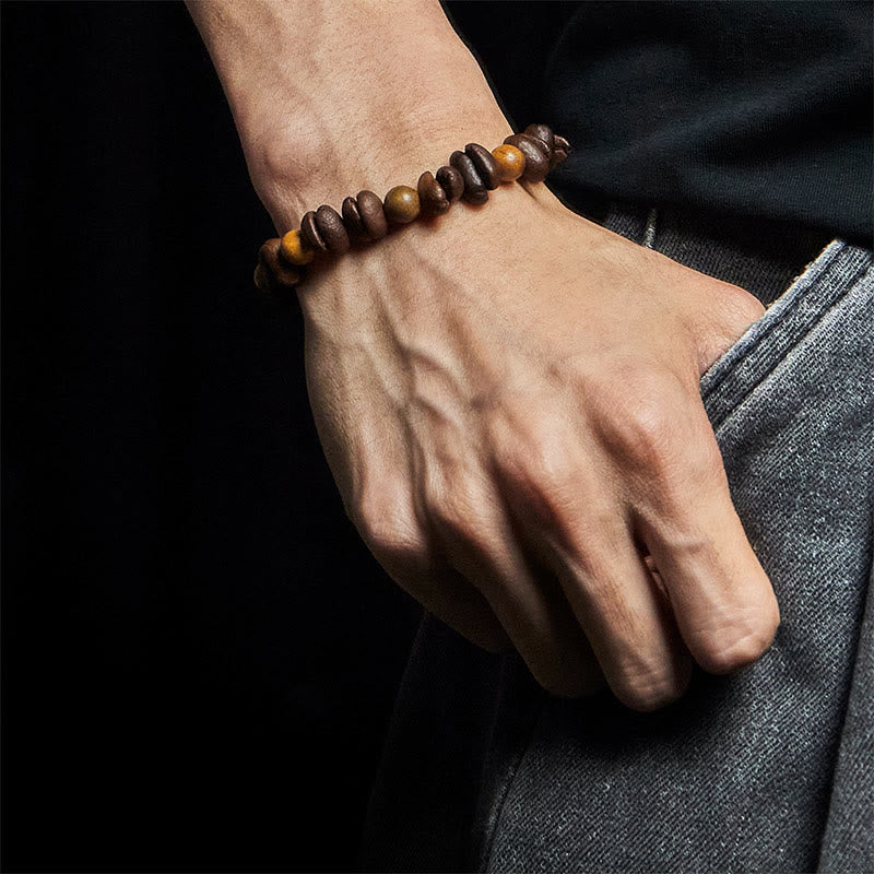 Bracelet positif en grains de café naturels et bois de santal vert Buddha Stones - image 5