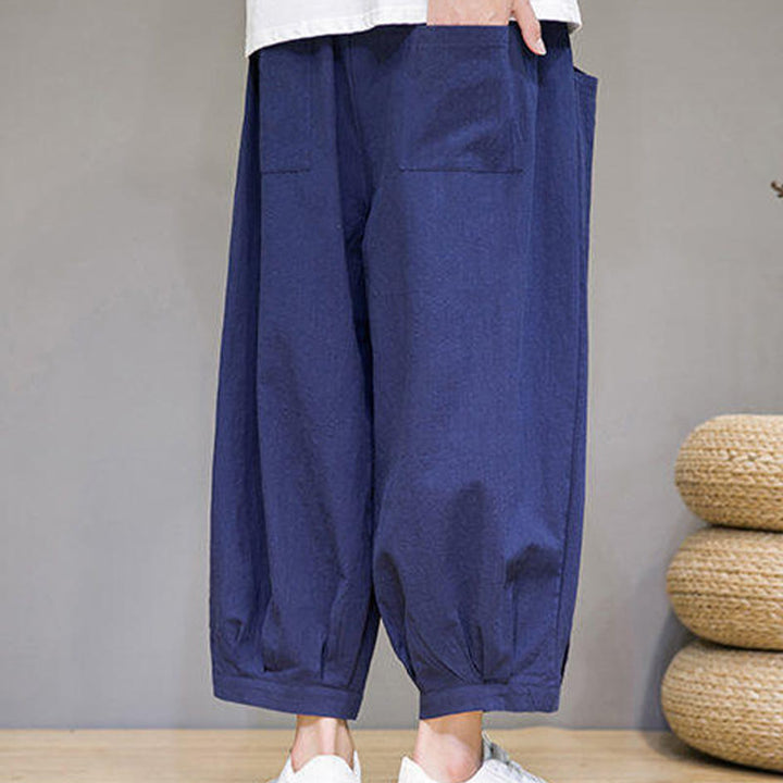 Pantalon Buddha Stones décontracté en coton uni pour homme avec poches, longueur 7-8 - image 33