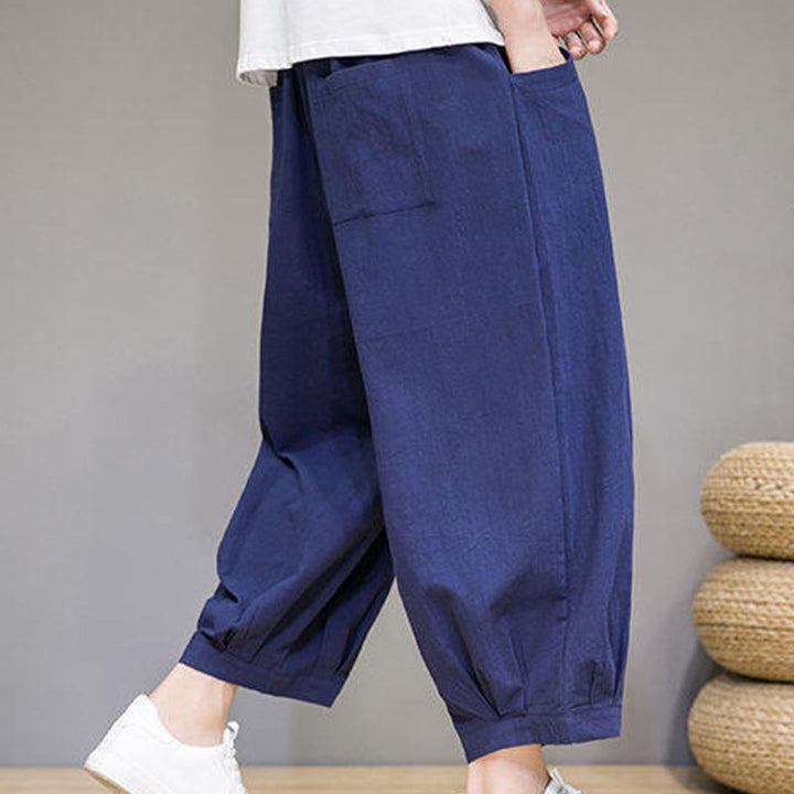 Pantalon Buddha Stones décontracté en coton uni pour homme avec poches, longueur 7-8 - image 28