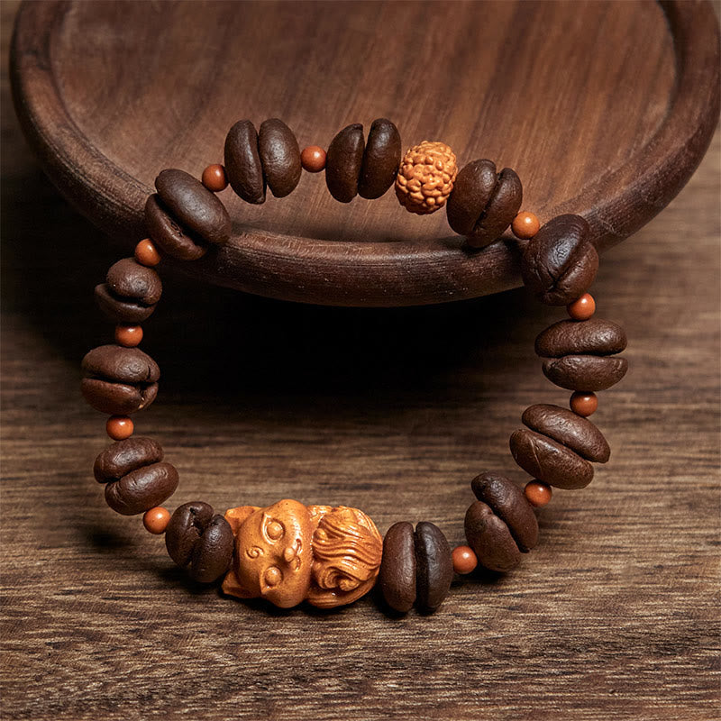 Bracelet Buddha Stones Natural Fox Grains de café en bois de wengé - image 2