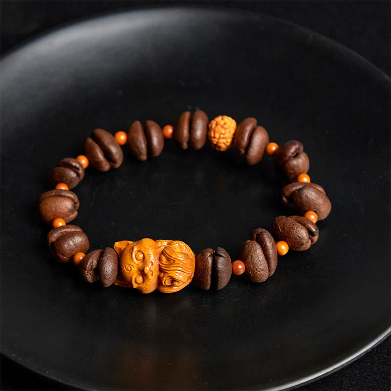 Bracelet Buddha Stones Natural Fox Grains de café en bois de wengé - image 4