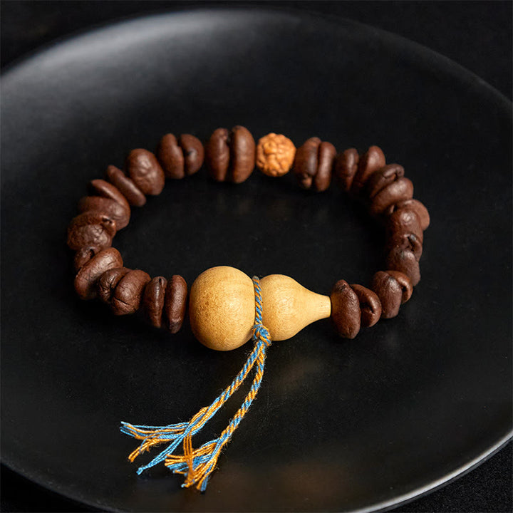 Bracelet Buddha Stones en grains de café et courge naturelle - image 4