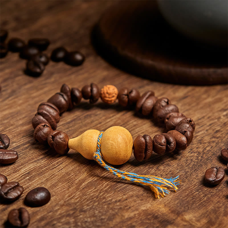Bracelet Buddha Stones en grains de café et courge naturelle - image 3