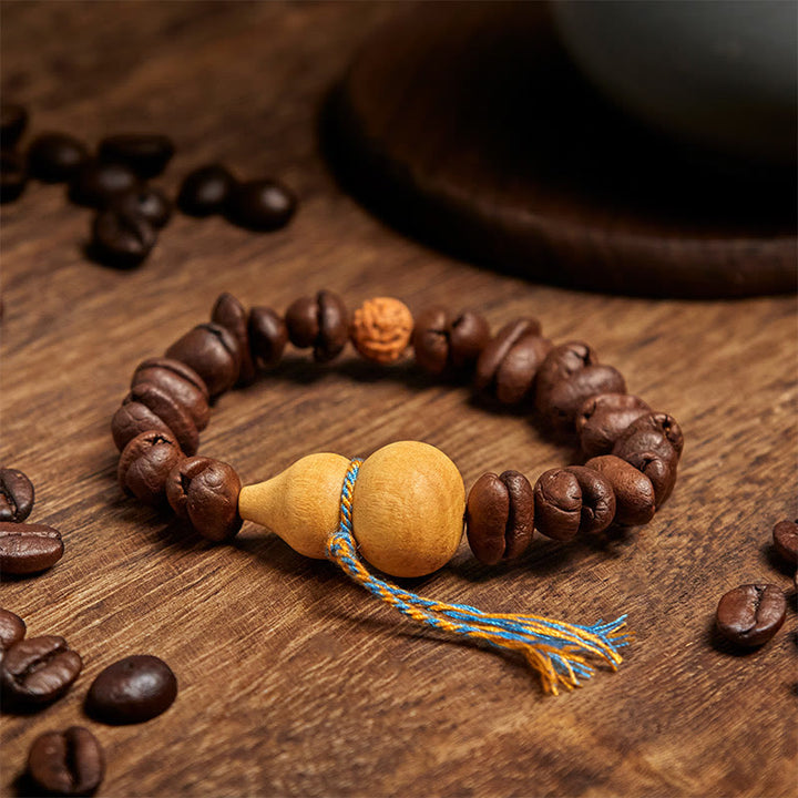 Bracelet Buddha Stones en grains de café et courge naturelle - image 3