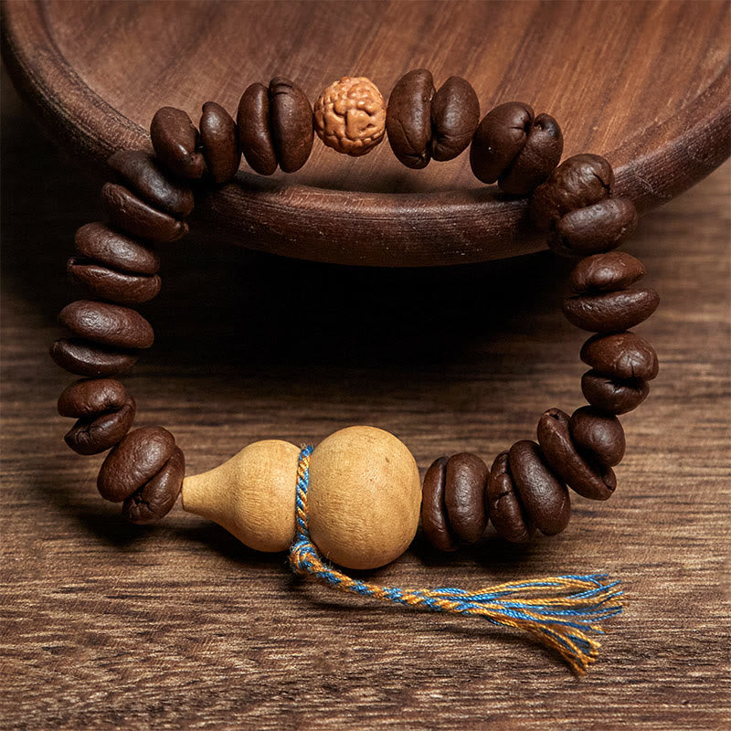 Bracelet Buddha Stones en grains de café et courge naturelle - image 2