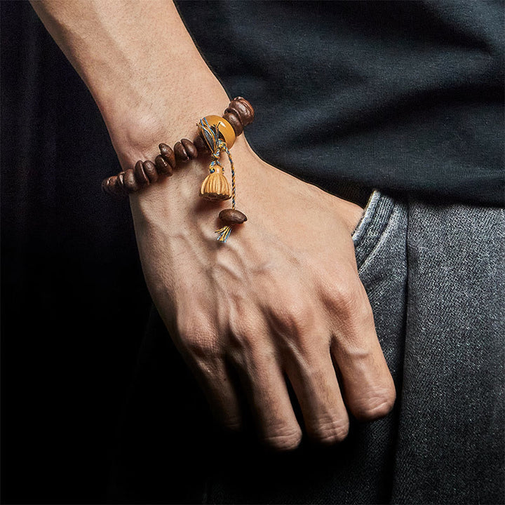 Bracelet Bodhi en bois de wengé et graines de lotus naturelles, Buddha Stones - image 5