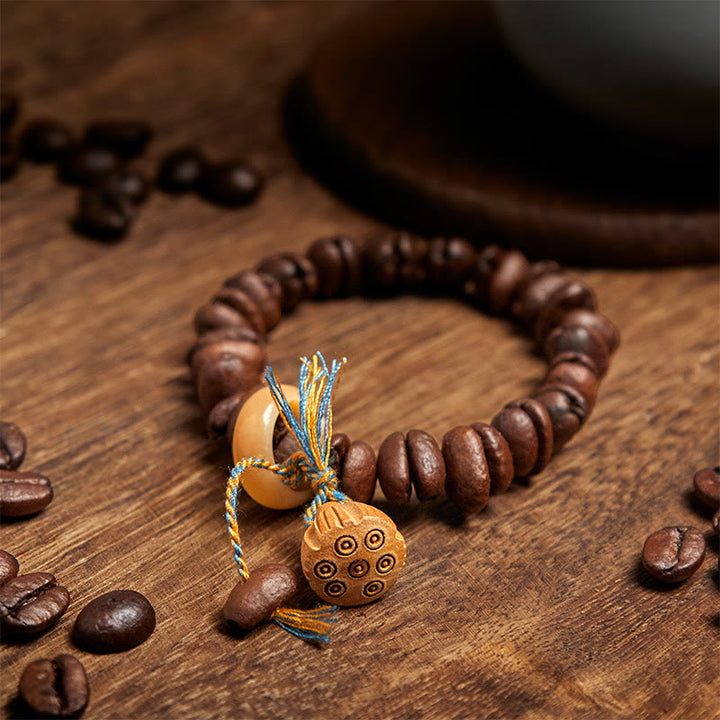 Bracelet Bodhi en bois de wengé et graines de lotus naturelles, Buddha Stones - image 3