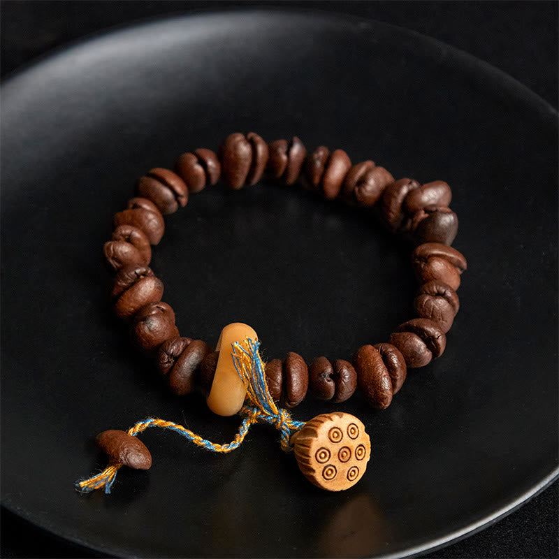 Bracelet Bodhi en bois de wengé et graines de lotus naturelles, Buddha Stones - image 4