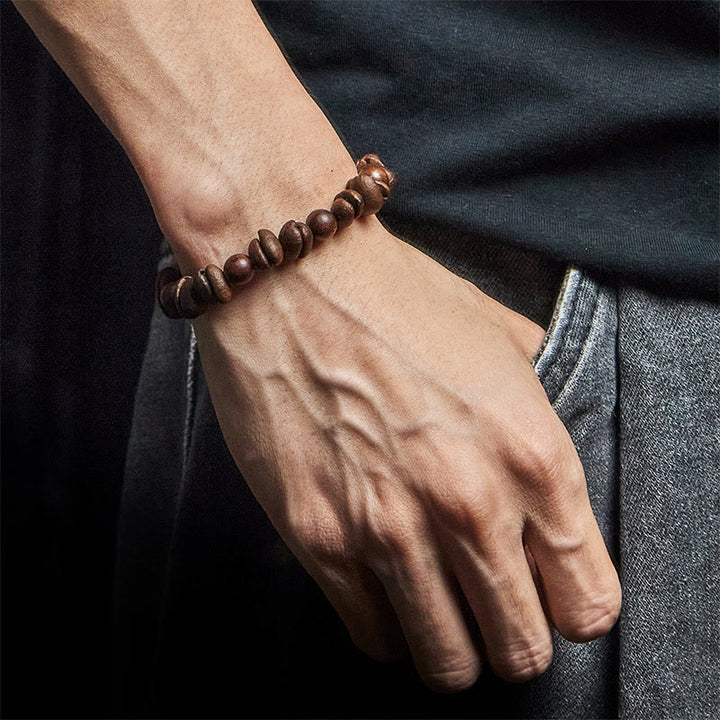 Bracelet de protection en grains de café et bois de santal naturels Buddha Stones - image 5
