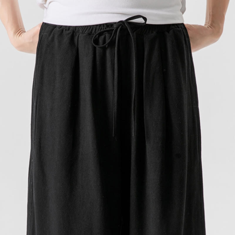 Pantalon décontracté ample en coton et lin pour homme avec poches, taille 7-8, style Buddha Stones , boutons, uni - image 24