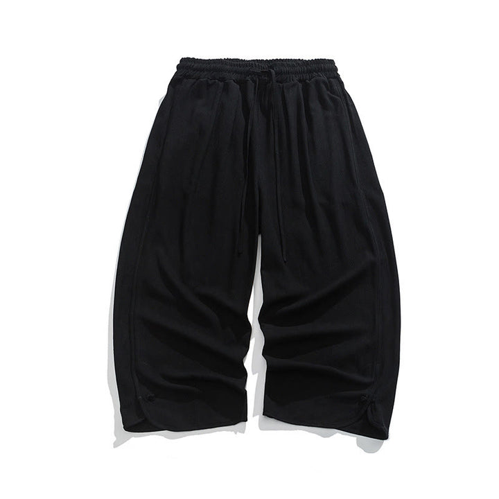 Pantalon décontracté ample en coton et lin pour homme avec poches, taille 7-8, style Buddha Stones , boutons, uni - image 13