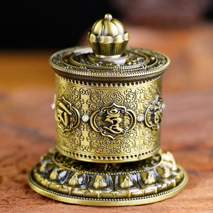 Roue de prière tibétaine en Buddha Stones pour décoration de voiture - Bronze - image 0