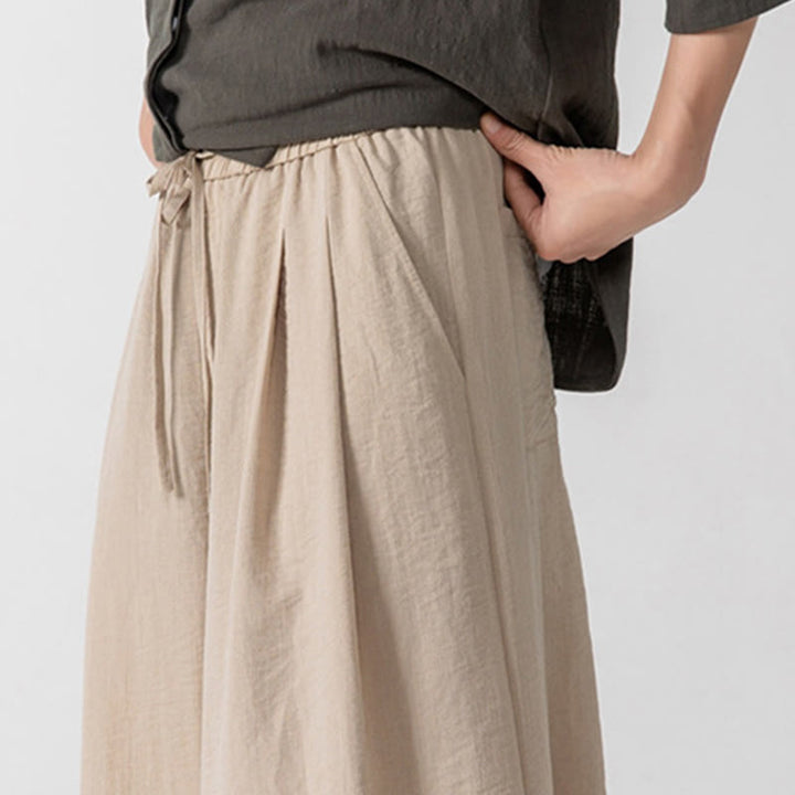 Pantalon décontracté ample à boutons Buddha Stones pour homme, coupe ample, en coton, longueur 7-8, avec poches - image 12