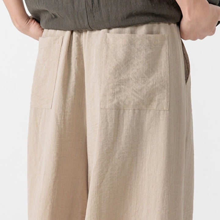Pantalon décontracté ample à boutons Buddha Stones pour homme, coupe ample, en coton, longueur 7-8, avec poches - image 14